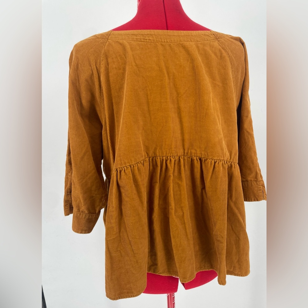 Anthropologie Mustard Corduroy Peasant Blouse - Picture 10 of 11